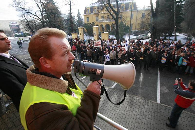 Stávka statních zaměstnanců v Českých Budějovicích.