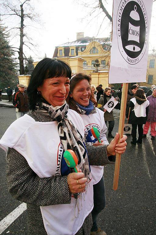 Stávka statních zaměstnanců v Českých Budějovicích.