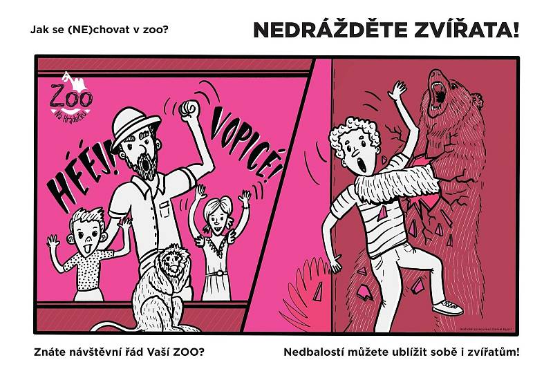 Zoo Na Hrádečku bojuje proti nevhodnému chování návštěvníků pomocí kampaně: Jak se (NE)chovat v zoo.