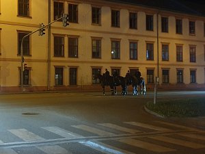 Při utkání Dynamo ČB - Sparta asistovali policisté na koních