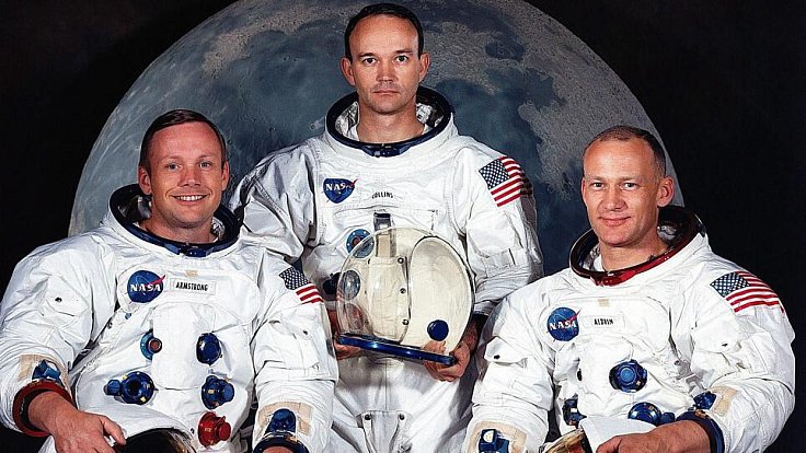 Zleva Armstrong, Collins, Aldrin.