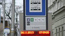 Úterý, první "zimní" den v Českých Budějovicích, nezačalo pro motoristy šťastně. Na snímku je nehoda autobusu, trolejbusu a osobního vozidla u budovy krajského úřadu.