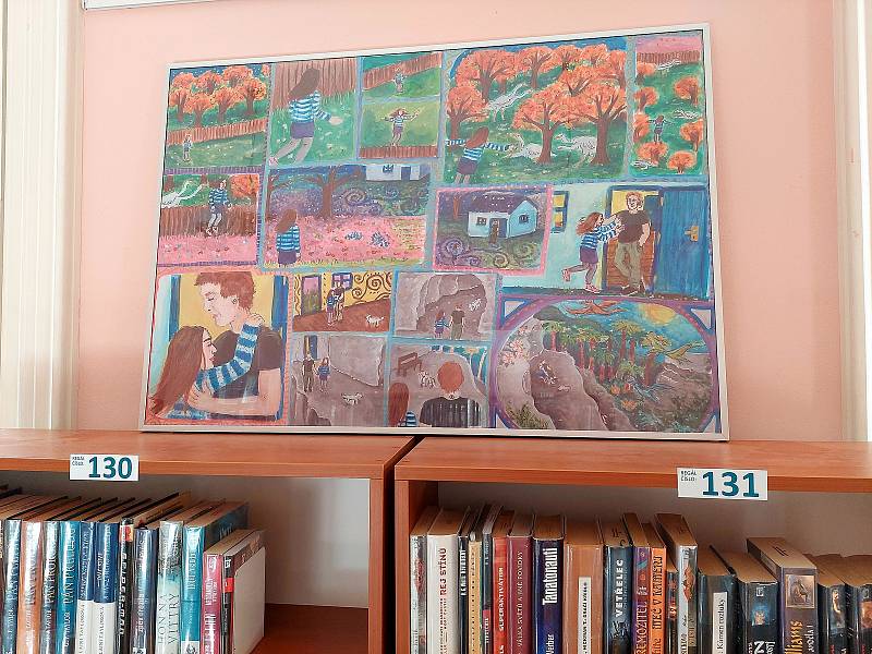Malované příběhy krumlovské maturantky Alison Clareboatsové uvidíte v budějovické knihovně Na Sadech.
