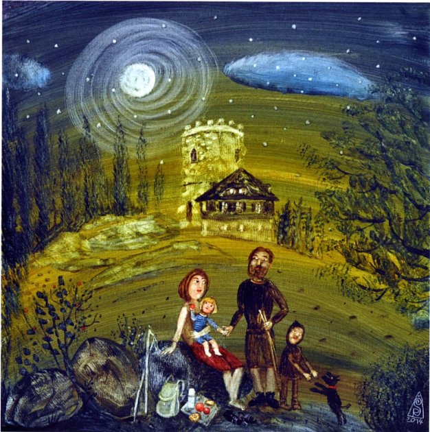 Hora Kleť vábí malíře přes dvě století. Na snímku obraz Noční výstup, který namalovala Renata Štolbová.