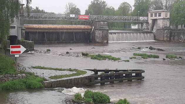 Vltava a Malše v Českých Budějovicích 13. 5. 2021.