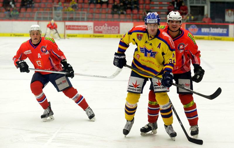 Utkání 1. ligy hokeje mezi HC Motor České Budějovice a SK Horácká slavia Třebíč.