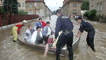 Povodně na Budějovicku v roce 2002.