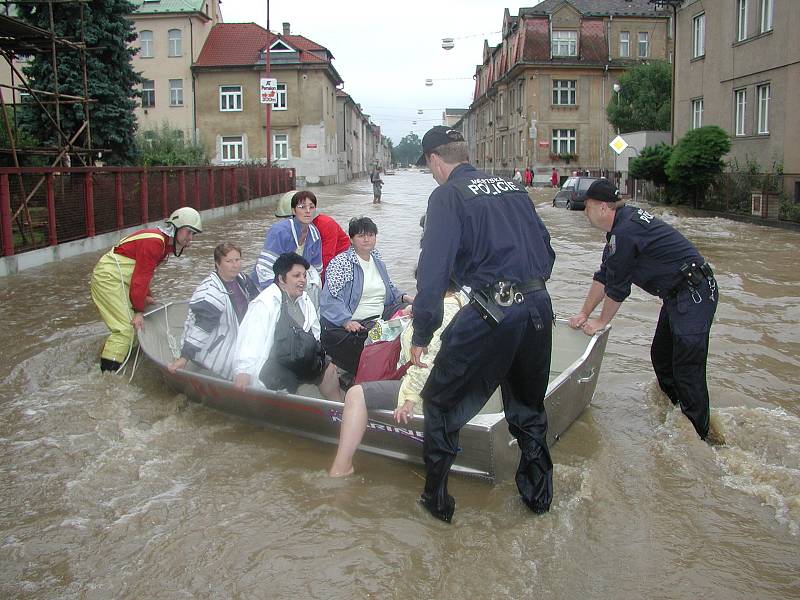 Povodně na Budějovicku v roce 2002.