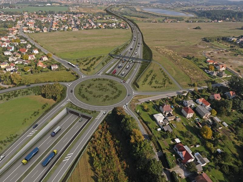 Plánovaná podoba dálnice D3 v okolí Českých Budějovic.