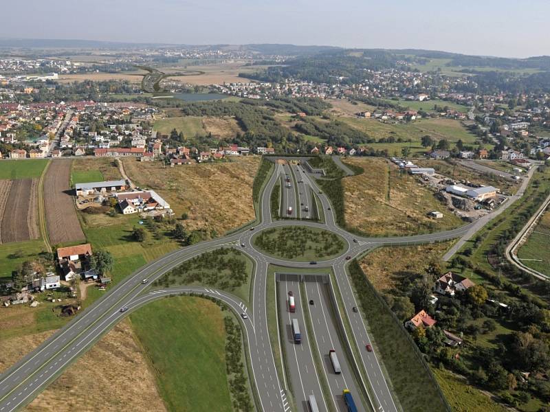 Plánovaná podoba dálnice D3 v okolí Českých Budějovic.