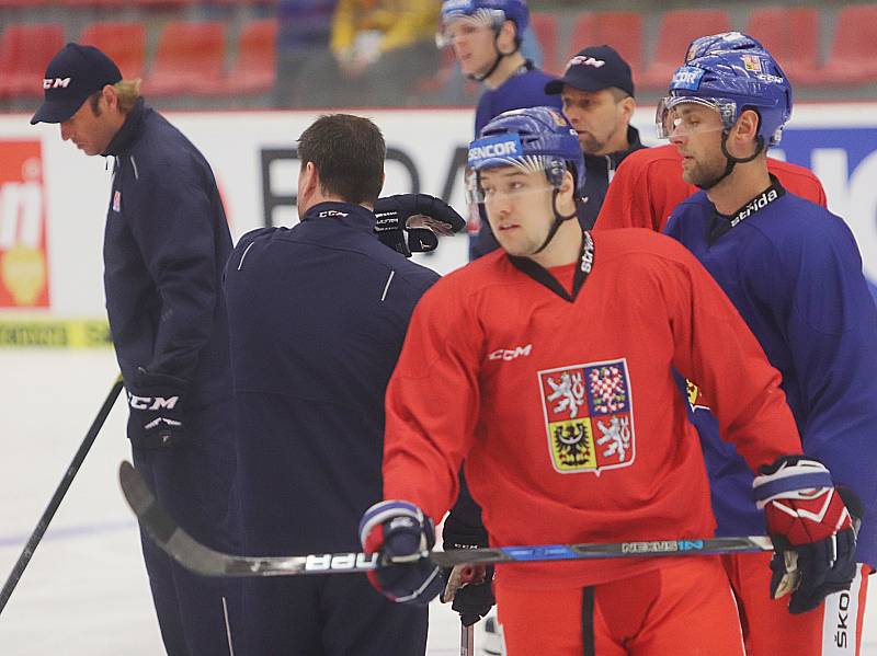 Čtvrteční trénink české reprezentace před večerním zápasem s Finskem.