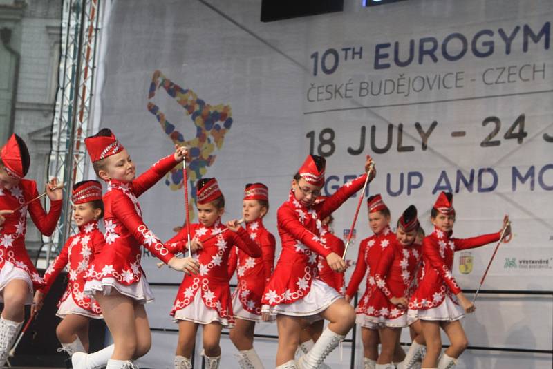 Mezinárodní gymnastické soutěže Eurogym začne v Českých Budějovicích přesně za 101 dní. Na snímku spolek Hlubocké princezny.