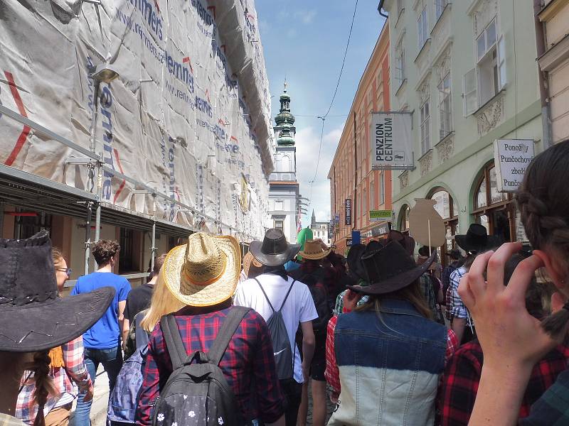 Budějovický majáles vyvrcholil v pátek 24. května tradičním průvodem městem. Studenti ze 17 škol prošli ulicemi centra v maskách. Dav mířil na Sokolský ostrov, kde program pokračoval volbou Krále majálesu. Navečer se zde tradičně koná hudební program.