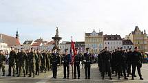 Slavnostní akt a položení věnců k pomníku T.G. Masaryka na českobudějovickém náměstí ke Dni vzniku samostatného československého státu.