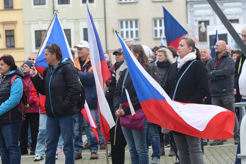 Přenos demonstrace z Prahy na českobudějovickém náměstí.