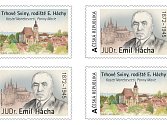 Město Trhové Sviny připravilo vydání známek na nichž je kostel Nanebevzetí Panny Marie a portrét Emila Háchy, někdejšího prezidenta.