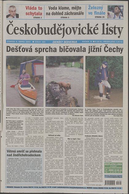 Dešťová voda bičovala jižní Čechy, co jsme psali 8. srpna 2002.