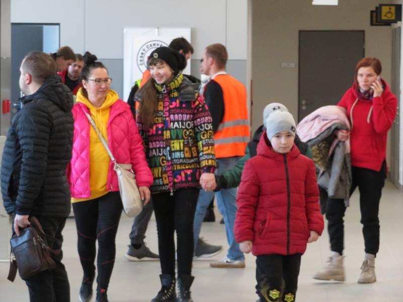 Krajské asistenční centrum pomoci Ukrajině na českobudějovickém letišti.