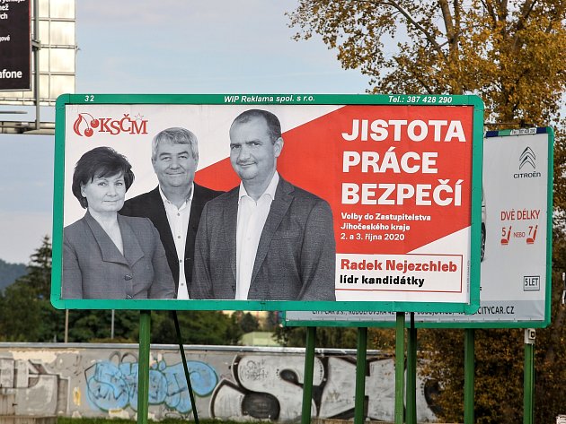 Předvolební billboard KSČM. Známka odborníka na marketing: 3.