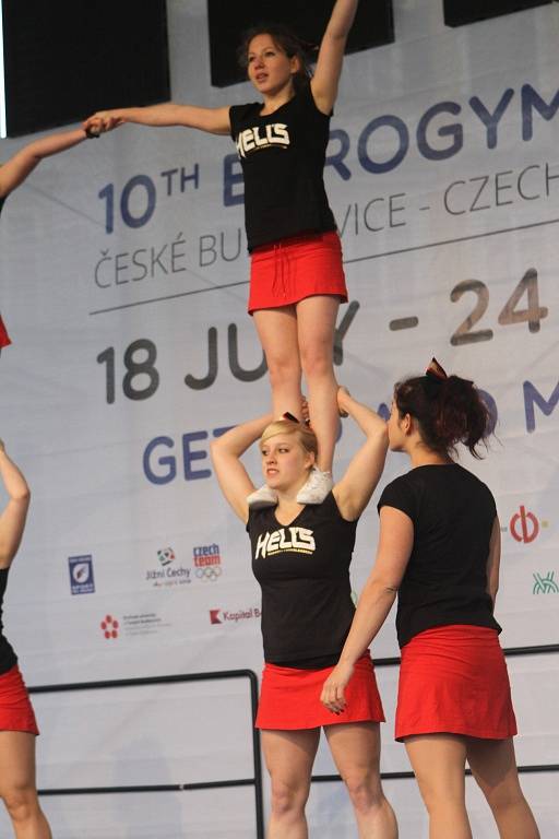 Mezinárodní gymnastické soutěže Eurogym začne v Českých Budějovicích přesně za 101 dní. Na snímku gymnastky Cheerleaders.