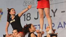 Mezinárodní gymnastické soutěže Eurogym začne v Českých Budějovicích přesně za 101 dní. Na snímku gymnastky Cheerleaders.