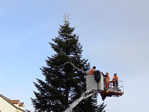 V Českých Budějovicích začalo zdobení vánočního stromu, ostatní světelné prvky už jsou většinou rozmístěné.