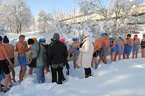 Otužilci se nořili do zimní Malše pro dobrou věc, na pomoc lidem s roztroušenou sklerózou, pořádala českobudějovická Roska.