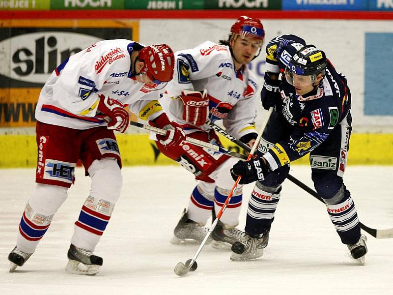 Utkání  hokejové O2 ELH mezi HC Mountfield České Budějovice a Bílí Tygři Liberec. 