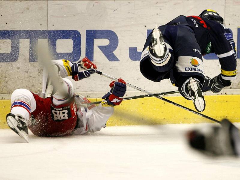 Utkání  hokejové O2 ELH mezi HC Mountfield České Budějovice a Bílí Tygři Liberec. 