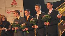 Vyhlášení ankety Atlet roku 2009,(zleva) moderátorka  Absolonová, Zich, Maslák, Šťastný  a Říčař.