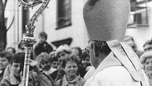 Dosud nikde nezveřejněné fotografie z biskupského svěcení v Českých Budějovicích dne 31. 3. 1990 s Miloslavem Vlkem. archiv Rudolfa Pischeka