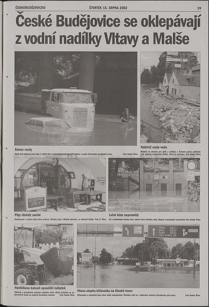 Co jsme psali o povodních ve čtvrtek 15. srpna 2002.