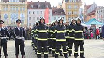 Slavnostní akt a položení věnců k pomníku T.G. Masaryka na českobudějovickém náměstí ke Dni vzniku samostatného československého státu.