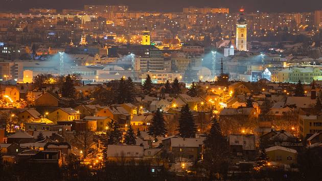 Pohled na zasněžené České Budějovice se neomrzí.