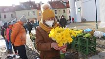 Farmářský trh na Piaristickém náměstí v Českých Budějovicích je opět otevřen.