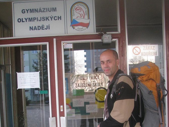 Horolezec Radek Jaroš na návštěvě v Gymnáziu olympijských nadějí