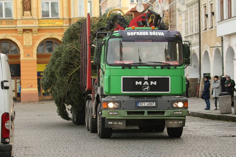 Na náměstí Přemysla Otakara II. přijela jedle douglaska.