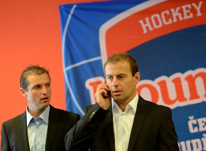 Petr Sailer a Radek Bělohlav - Tisková konference HC Mountfield České Budějovice k zahájení nové sezóny 2012/2013.