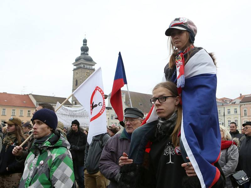 Na demonstraci "Islám v ČR nechceme" přišly stovky účastníků.