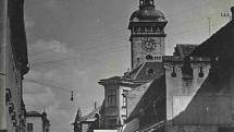 Hroznová ulice, Masné krámy, 1940. Foto ze sbírky fotografií a pohlednic Jiřího Dvořáka poskytl Státní okresní archiv České Budějovice.