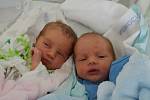Jitka a Jan Brožkovi z Veselí nad Lužnicí. Rodiče Petra Novotná a Kamil Brožek se těší dvojnásobné radosti. Dvojčátka se narodila 20. 9. 2021. Jitka (vlevo) se narodila v 8.31 hodin a vážila 2850 g. Jan (vpravo) se narodil v 8.32 hodin a vážil 2850 g. Dom
