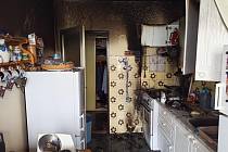 Takto vypadala kuchyň zasažené požárem.