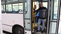 Poslední jízda autobusu Karosa číslo 18 v Českých Budějovicích. Na snímku s řidičem Matyášem Palkovičem.