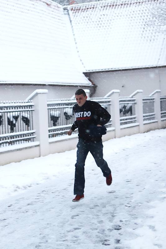 Sníh v Českých Budějovicích.