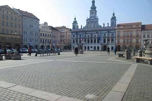Bludný kámen na náměstí v Českých Budějovicích.