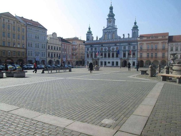 Bludný kámen na náměstí v Českých Budějovicích.