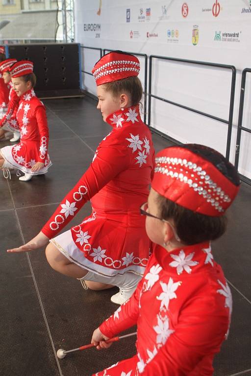 Mezinárodní gymnastické soutěže Eurogym začne v Českých Budějovicích přesně za 101 dní. Na snímku spolek Hlubocké princezny.