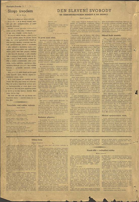 19. května 1945 vyšlo první vydání Jihočeské pravdy.