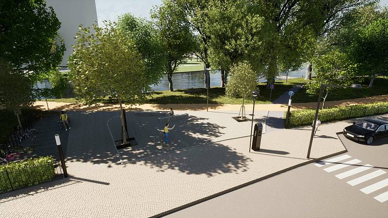 Posezení u vody, nová cyklostezka, lavičky i dětské hřiště. Ještě letos by si Budějčáci  mohli užít „nového“ parku Dukelská.