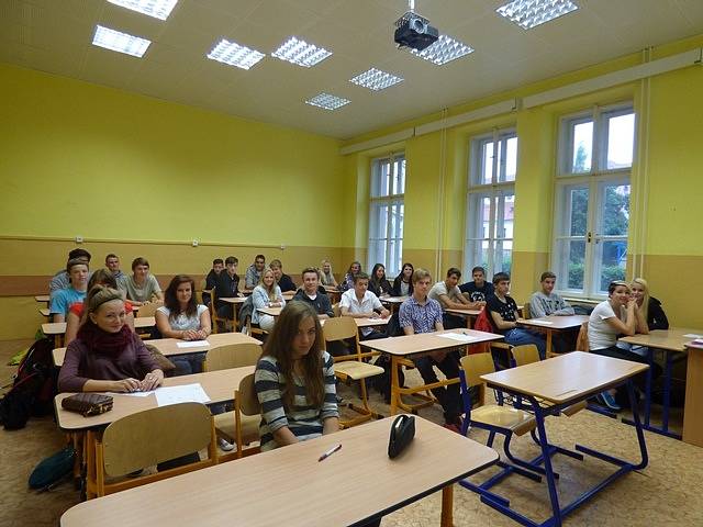 První školní den na Gymnáziu Česká v Českých Budějovicích.